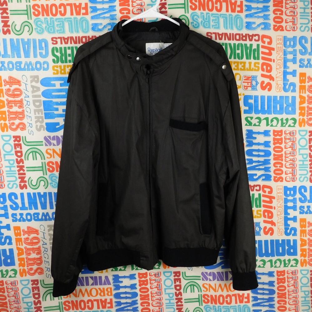 Vintage Repage Black Racer Jacket Men’s XL 90s Lightweight Bomber Full Zip